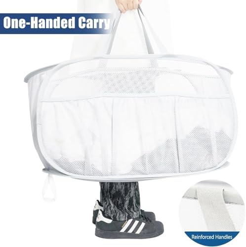 Collapsible Laundry Baskets, Upgrade Pop Up Laundry Hamper with Convenient Bags, Foldable Laundry Basket Mesh Light Weight, Easy to Carry Clothes Hampers for Laundry, Dorm, Toys, Travel 4 Pack - Image 6