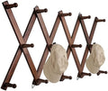 SCUNDA 16 inch High Accordion Wall Hanger with 14 Hooks, Wooden Wall Expandable Coat Rack for Coat, Hats, Baseball Caps, Coffee Mug, Jewelry by SCUNDAHOME