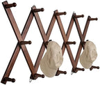SCUNDA 16 inch High Accordion Wall Hanger with 14 Hooks, Wooden Wall Expandable Coat Rack for Coat, Hats, Baseball Caps, Coffee Mug, Jewelry by SCUNDAHOME