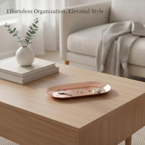 Oval Serving Tray, Stainless Steel Catchall for Keys Jewelry Snacks, Decorative Organizer for Vanity Entryway (1 PC) - Image 3