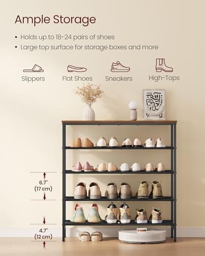 VASAGLE Shoe Rack, 5 Tiers, 18-24 Pairs, Metal Organizer Shelf - Image 4