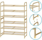 Simple Trending 3-Tier Stackable Shoe Rack, Expandable & Adjustable Shoe Shelf Storage Organizer, Metal Mesh, Gold - Image 5