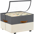 Foyego Shoe Organizer for Closet, with Wheels, Beige and Grey by Foyego