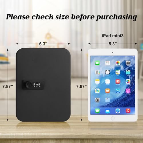 KYODOLED 20 Key Storage Lock Box with Code, Key Cabinet Organizer Wall Mount with Combination Lock, Hooks & Labels for Home, Office & Rental Properties, 7.87 x 6.3 x 3.14 in, Black - Image 3
