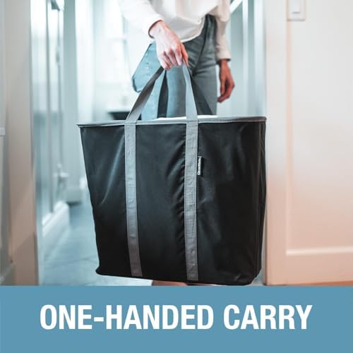 CleverMade Collapsible Laundry Caddy, 64L Pop-Up Hamper, 2 Pack, Charcoal - Image 3