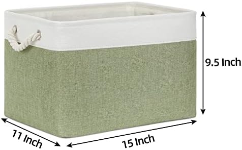 Bidtakay Large Fabric Baskets for Organizing [3-pack] Closet Organizers and Storage Baskets for Gifts Empty Foldable Nursery Baskets for Toy Storage 15 X 11 X 9.5 Inches (White&green) - Image 6