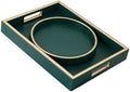 SANZIE Leather Tray Desktop Storage Organizer, Decorative Tray Set, Green by SANZIE