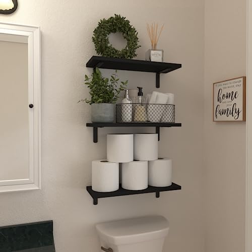 WOPITUES Floating Shelves Set of 6 for Wall Decor & Storage, Black - Image 4