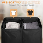 Chrislley Double Laundry Hamper with Lid, 140L Laundry Basket 2 Section - Image 4