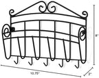Spectrum Scroll Key and Mail Holder for Wall with Five Steel Hooks for Coats Leashes Purses, Wall Mounted Entryway Organizer, Letter Rack, Decorative Metal Storage for Home Office Organization, Black - Image 6