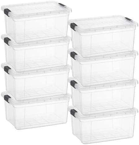 Superio 21 Quart Clear Plastic Storage Boxes with Lids, Stackable Organizer Containers, BPA-Free Storage Bins for Home, Office, School & Dorm, 8 Pack by Superio