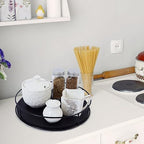 [ 2 Pack ] 9" & 10" Black Wood Lazy Susan Organizers with Steel Sides - Image 5