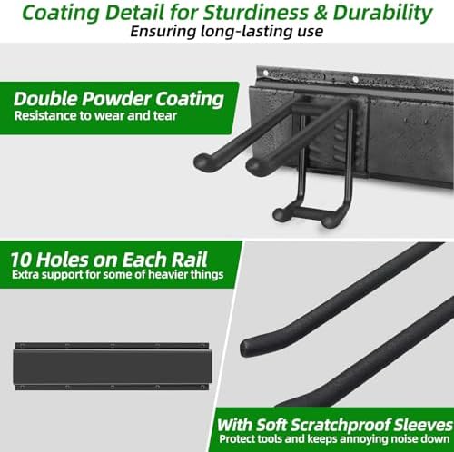 Garage Wall Organizer, 96 in Garden Tool Organizer with 12 Adjustable Hooks - Image 6