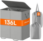 Lifewit Double Laundry Hamper with Lid, Removable Laundry Bags, Silver Gray by Lifewit