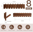 QUELLANCE Wood Coat Rack Wall Mount, Coat Hooks Hanger Wall Mounted, Heavy Duty Wall Coat Rack with 8 Hooks for Hanging Coats/Keys/Hats/Robe&Towels/Plants/Bags, Walnut - Image 2