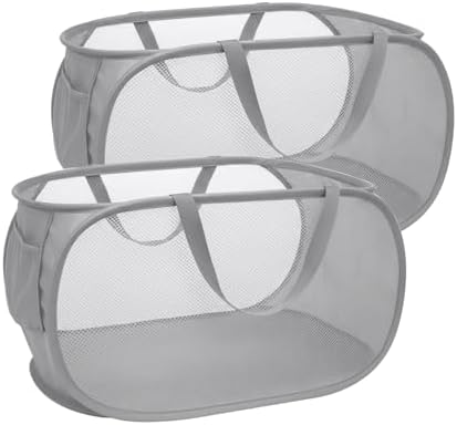 Collapsible Laundry Hamper Basket,Pop Up Mesh Foldable Bag for Laundry Room by TEGOOL