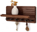 Walnut Wood Key Holder Wall Mount with Round-Corner for Room Decor, Brown by REBEEVISION