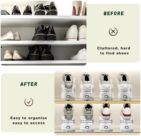 FENRUNXU Shoe Slots Organizer for Closet,24 Pack Shoe Stacker Shoe Rack Organizer for Closet Space Saver Storage Shoe Holder Organization(Transparent) - Image 6