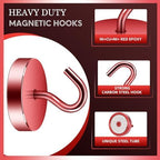 Neosmuk Magnetic Hooks Steel Tube Design for Cruise,100lb+ Red,10 Pack - Image 5