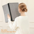 linen closet organizers and storage, 3 Pack Large Storage Baskets, Washable, Clothing Storage Bins with Handle, Closet Organizer for Storage Sweater,Sheets (gray black, 16" x9½x6¾) - Image 6