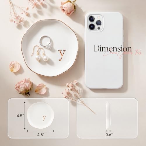 Ceramic Jewelry Tray, White Initial Y Personalized Jewelry Dish - Image 2