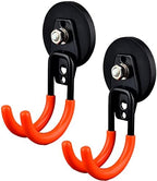 MUTUACTOR Magnetic Hooks Heavy Duty,Strong Anti-Slip Rubber Coated Magnet with Double Garage Hooks,Sturdy Utility Storage Hooks for Workbench Pegboard Garden Hose Toolbox(2PCS,J-Shape,Orange) by MUTUACTOR