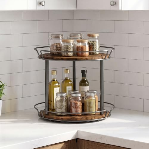LAMU 2-Tier Lazy Susan Turntable Organizer, Spinning Spice Rack for Cabinet - Image 3