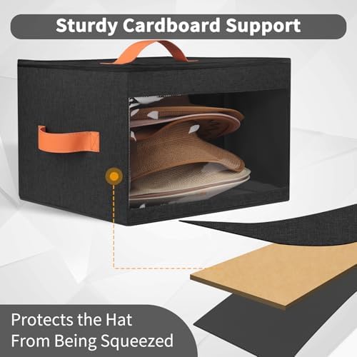 kushon Upgraded Hat Storage Box for Women & Men,Closet Hat Boxes Organizer Bag with Dustproof Lids,Cowboy Hat Box,Hat Carrier Case For Travel - Image 2