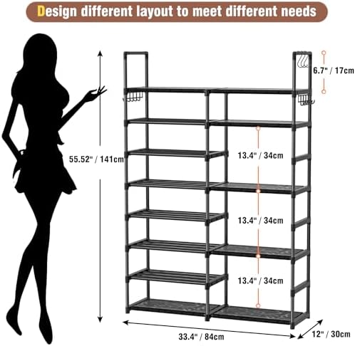 OYREL 8 Tiers Shoe Rack 26-32 Pairs Vertical Large Shoes Organizer - Image 2