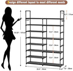 OYREL 8 Tiers Shoe Rack 26-32 Pairs Vertical Large Shoes Organizer - Image 2