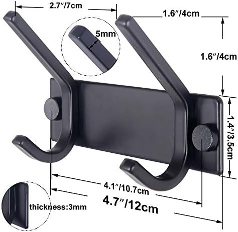 WEBI Coat Rack Wall Mounted,2 Coat Hooks for Hanging Coats,Hook Rack Hook Rail Coat Hanger Wall Coat Rack with Hooks for Clothes,Jacket,Black - Image 2