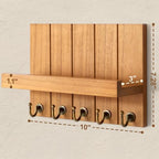 Rebee Vision Key Holder Wall Mount with Shelf for Living Room, Light Brown - Image 6