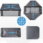 HomeHacks 8-Pack Clothes Organizer Storage Bags, 35L Storage Bins, Gray | Foldable Storage Box Container with Zippers, Clear Window, Reinforced Handles for Closet, Dorm, Pillows, Bedding, Sweater - Image 7