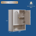 Bathroom Fluted Arched Wall Cabinet, 23.6''W Medicine Cabinet, Light Grey - Image 2