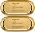 Pawpy Mate Catchall Tray Set of 2, Stainless Steel Oval Gold, 7x3 Inch Vanity and Decorative Tray, Rust Resistant Stackable, Modern Polished Finish for Bathroom Vanity, Nightstand and Entryway by Unknown