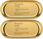 Pawpy Mate Catchall Tray Set of 2, Stainless Steel Oval Gold, 7x3 Inch Vanity and Decorative Tray, Rust Resistant Stackable, Modern Polished Finish for Bathroom Vanity, Nightstand and Entryway by Unknown