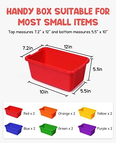 GAMENOTE 6 Quart Stackable Plastic Storage Bins with Lids,12 Pack, Colorful - Image 2