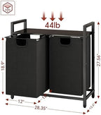 Kitstorack Laundry Basket Organizer, Laundry Hamper with Shelf & 2 Pull-Out Removable Bags, Dirty Clothes Hamper Organizer for Laundry Room Bathroom and Dorm, 2 x 11.8 gallons (44.5L) - Image 2