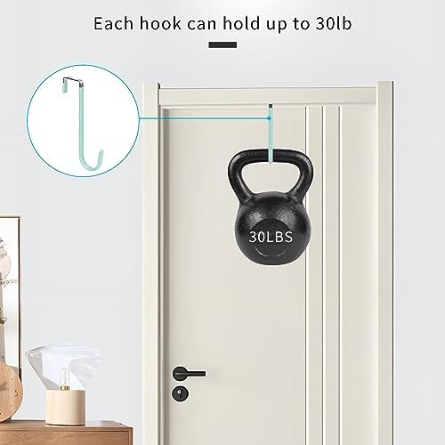 FYY Over the Door Hooks, Single-Hanger 4 Pack, Fits Doors 1.6" Green - Image 4