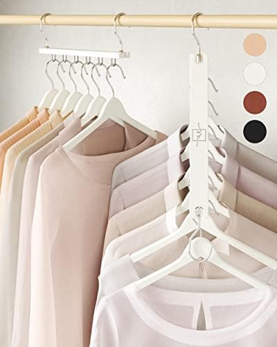 MORALVE Space Saving Hangers for Closet – 4 Pack European Beechwood 6-Tier Shirt Organizer with 360° Swivel Hook – Collapsible Clothes Hanger for Closet Organization (Hangers Not Included) by MORALVE