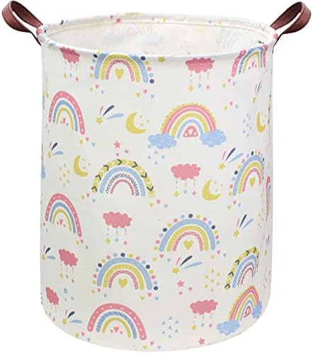 ESSME Rainbow laundry basket,Collapsible Laundry Hamper with Waterproof PE Coating Hamper Nursery Hamper for Room Decor, storage,Gift Basket.(Rainbow) by ESSME