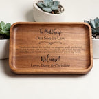 Personalized Wooden Valet Tray for Son-in-Law, Custom Engraved Groom Gift from in-Laws, Wedding Keepsake Gift for Men, Welcome New Son Gift from Parent - Image 2