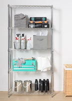 Amazon Basics 5-Shelf Adjustable Heavy Duty Steel Wire Rack, Space Saving Storage Shelving Organizer for Kitchen, Garage, No-Tool Assembly, 350 lbs Weight Capacity, 36" x 14" x 72", Chrome - Image 2