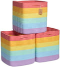NaturalCozy Storage Cubes 11 Inch Cotton Rope Woven Baskets for Organizing, 3-Pack | Cube Storage Bin | Square Storage Baskets for Shelves Organizer, Classroom, Kids Toy Bins, Closet, Baby Nursery by NaturalCozy