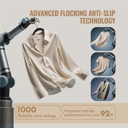 Sishynio Velvet Hangers 30 Pack, Slim Flocked Clothes Hangers Black - Image 3