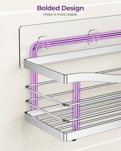 ODesign 3 Pack Adhesive Shower Caddy,Rustproof Shower Shelves Rack,Silver - Image 5