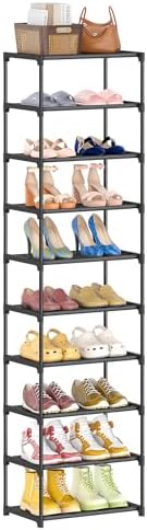 Autonomier 10 Tier Tall Shoe Rack, Non-Woven Fabrics Narrow Shoe Shelf by Autonomier