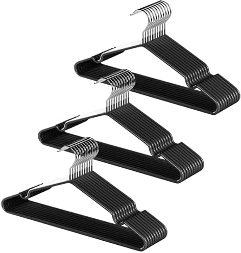 30 Pack Ultra-Thin Metal Hangers, Non-Slip PVC Coated Space Saving Clothes Hangers for Closet, 16 Inch Wide for Suits Dresses Jackets - Black by Unknown