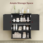 TEENFON Bathroom Wall Cabinet Over the Toilet Storage Cabinet with Barn Doors and Adjustable Shelves Bathroom Cabinet Over Toilet for Bathroom, Kitchen, Laundry Room,Black - Image 5