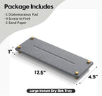 Kitchen Sink Caddy Water Absorbing Stone Drying Tray, Diatomite Bathroom Sink Organizer, Faucet Counter Mat Coaster, Soap Dish Rack Riser Dispenser Sponge Holder, Dark Gray Gold -12.5" x 4.5" - Image 6